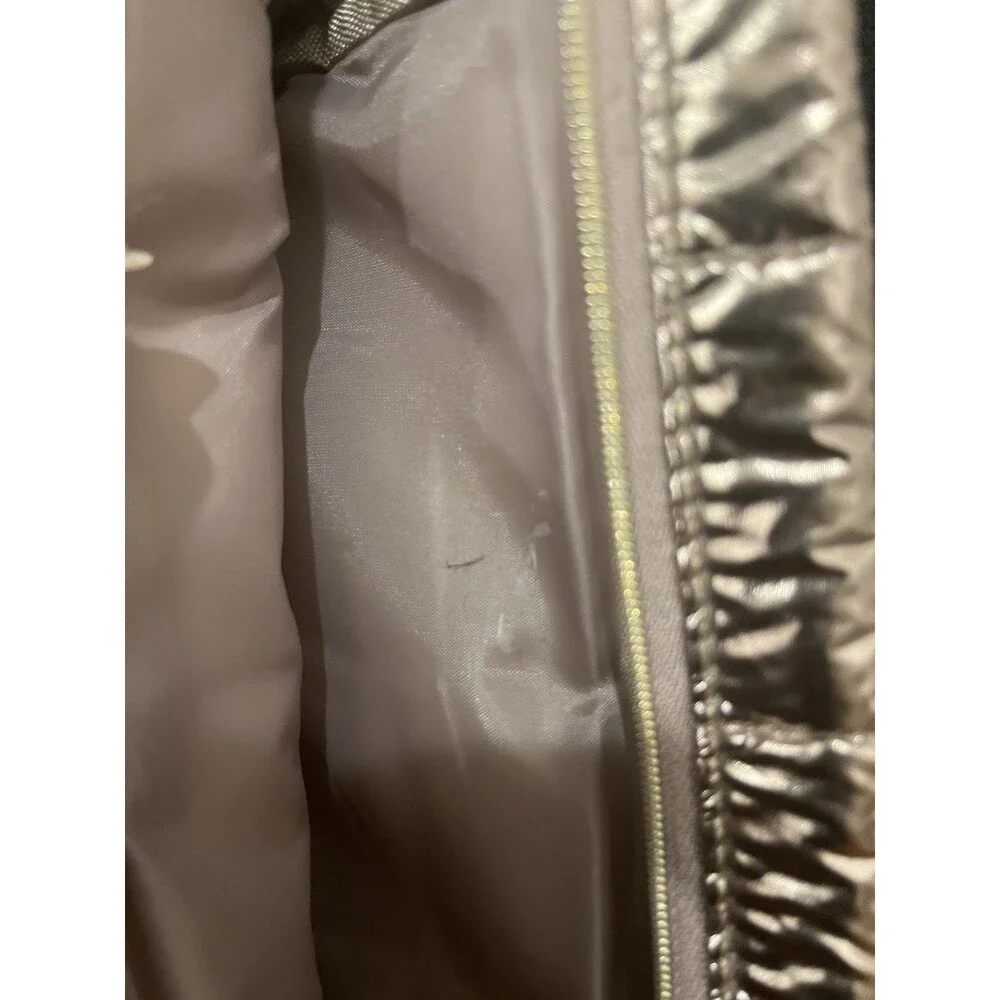 Sephora Quilted Metallic Bronze Makeup Cosmetic Travel Bag Zip Organizer Pouch